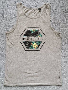 Vintage-inspired Y2K O'Neill Tropical Surfer Hula Tiger Graphic Tank Top MENS S